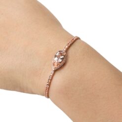 Pear Cut Morganite Bracelet with Diamond Side Stones Rose Gold LS4379