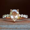 Pear Cut Peach Morganite Engagement Ring Ten Diamond Rose Gold LS5065