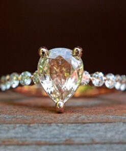 Pear Cut Peach Morganite Engagement Ring Ten Diamond Rose Gold LS5065