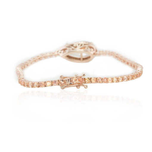 Pear Cut Peach Morganite Tennis Bracelet Safety Clasp Rose Gold LS4379