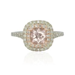 Pink Morganite Double Halo Engagement Ring White Gold Platinum LS4211