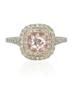 Pink Morganite Double Halo Engagement Ring White Gold Platinum LS4211