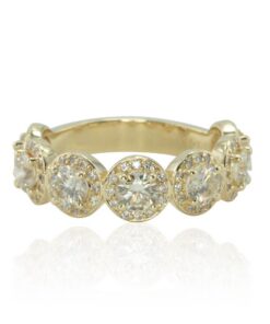 Seven Lab Organic Diamond Halo Ring Right Hand Band Yellow Gold LS4516