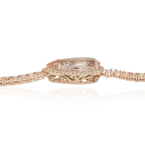 Single Halo Peach Morganite Bracelet Filigree Basket Rose Gold LS4379