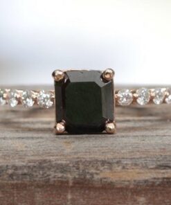 Square Black and White Engagement Ring Diamond Shank Rose Gold LS3146