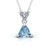 Trillion Aquamarine Pendant with Cluster White Gold Platinum LS7111