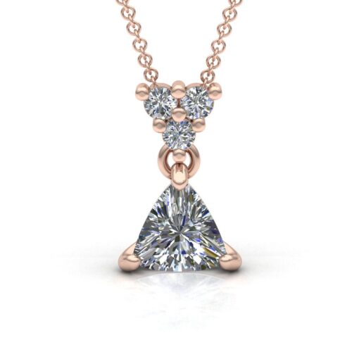 Trillion Cut Diamond Pendant with Triangle Cluster Rose Gold LS7061