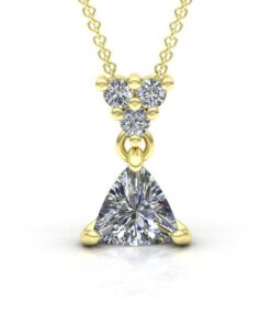 Trillion Cut Diamond Pendant with Triangle Cluster Yellow Gold LS7061