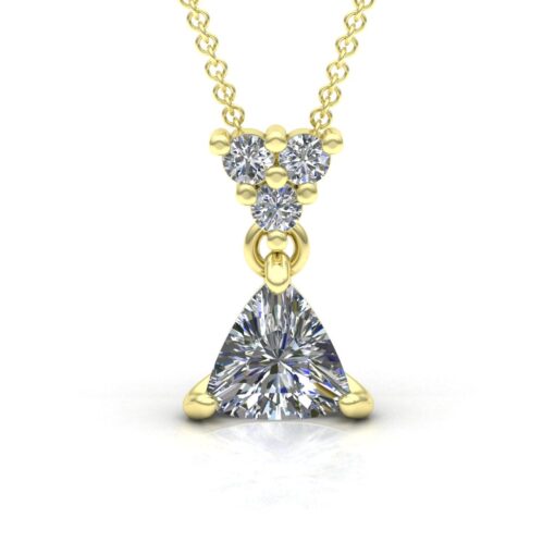 Trillion Cut Diamond Pendant with Triangle Cluster Yellow Gold LS7061