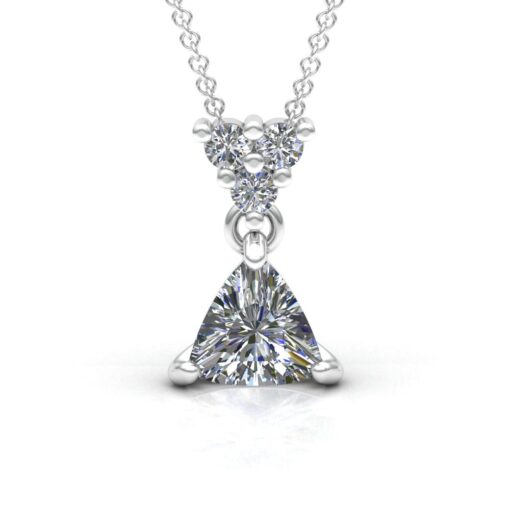 Trillion Diamond Pendant Triangle Cluster White Gold Platinum LS7061