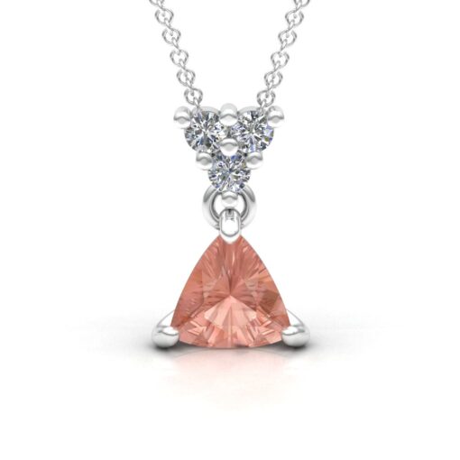 Trillion Morganite Pendant Triangle Cluster White Gold Platinum LS7060