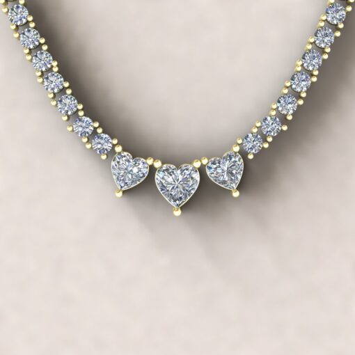 Custom Heart and Round Diamond Tennis Necklace - Image 2