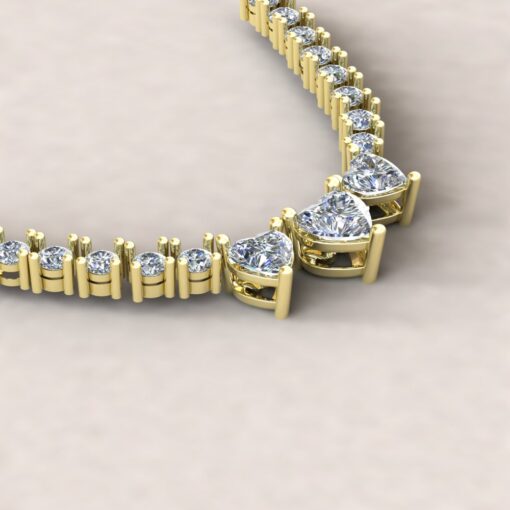 Custom Heart and Round Diamond Tennis Necklace - Image 3