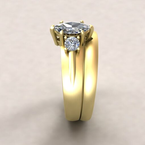 Custom Marquise Diamond Engagement Ring and Wedding Bands - Image 11