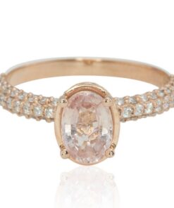 1.05 Carat Rare Oval Peach Sapphire Engagement Ring Rose Gold LS4301