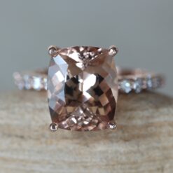 5 Carat Solitaire Cushion Morganite Engagement Ring Rose Gold LS6415