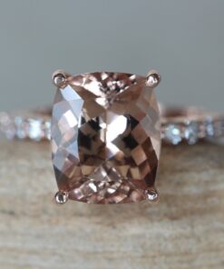 5 Carat Solitaire Cushion Morganite Engagement Ring Rose Gold LS6415
