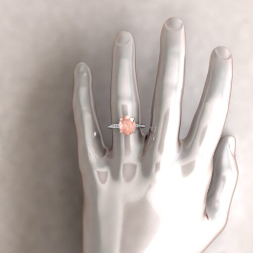 AAA Peachy Pink Morganite Engagement Ring White Gold Platinum LS4875