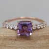 Asscher Amethyst February Birthstone Engagement Ring Rose Gold LS6792