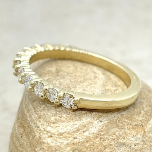 Classic Round Cut Lab Natural Diamond Wedding Ring Yellow Gold LS7262