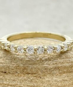 Classic Vintage Diamond Wedding Ring Stacking Band Yellow Gold LS7262