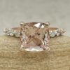 Cushion Cut AAA Peachy Pink Morganite Engagement Ring Rose Gold LS6783