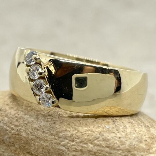 Diamond Wedding Band for Women Shiny Finish Yellow Gold LS6791