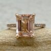 Emerald Cut Peach Morganite Diamond Engagement Ring Rose Gold LS5078