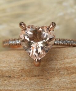 Heart Cut Peach Morganite Engagement Ring Claw Prongs Rose Gold LS5066