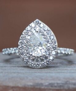 IGI Lab Diamond Double Halo Engagement Ring White Gold Platinum LS5167