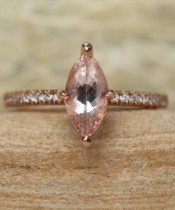 Marquise Cut Peach Morganite Diamond Engagement Ring Rose Gold LS5050