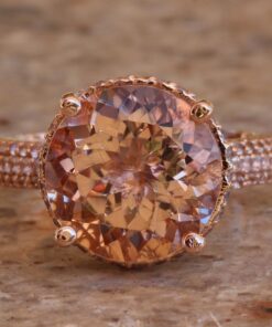 Morganite Hidden Halo Filigree Heart Engagement Ring Rose Gold LS3917