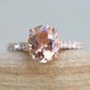 Oval Morganite Halo Ring Organic Diamond Front 18k Rose Gold LS6388