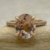 Oval Morganite Hidden Halo Engagement Ring Claw Prong Rose Gold LS4875