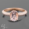 Peach Morganite Triple Diamond Shank Engagement Ring Rose Gold LS3662