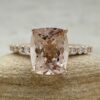 Peachy Pink Morganite Twelve Diamond Engagement Ring Rose Gold LS6730