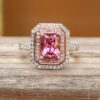 Radiant Cut Pink Tourmaline Engagement Ring White Gold Platinum LS5392