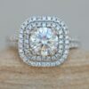 Round Cut Lab Diamond Halo Engagement Ring White Gold Platinum LS5955