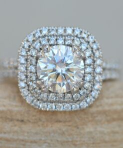 Round Cut Lab Diamond Halo Engagement Ring White Gold Platinum LS5955