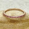 Round Cut Pink Sapphire Wedding Band Birthstone Ring Rose Gold LS7186