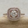 Round Moissanite Diamond Double Halo Engagement Ring Rose Gold LS7188