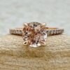 Round Peach Pink Morganite Claw Prong Engagement Ring Rose Gold LS5061
