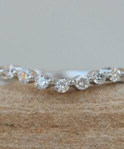 Seven Round White Diamond Band Lab Organic White Gold Platinum LS6325