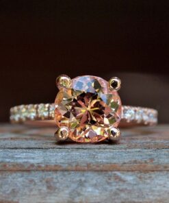 Solitaire Peachy Round Cut Morganite Engagement Ring Rose Gold LS5071