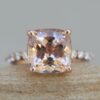 Solitaire Square Cushion Cut AAA Pink Morganite Ring Rose Gold LS6247