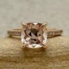 Square Cushion Cut Peachy Morganite Engagement Ring Rose Gold LS5077