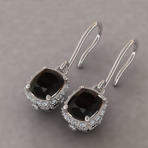 Custom Black and White Diamond Earrings - Image 3