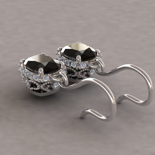 Custom Black and White Diamond Earrings - Image 5