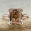Emerald Cut Peach Morganite Solitaire Engagement Ring Rose Gold LS7014