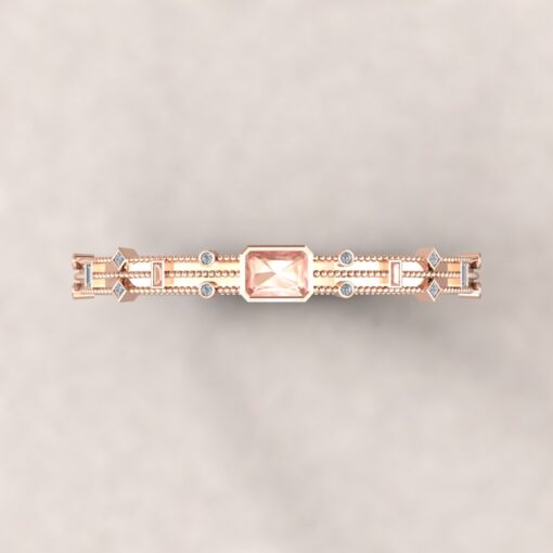 Custom Morganite and Diamond 14k Rose Gold Bracelet - Image 2